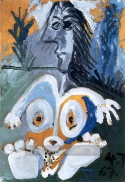  visage - Nu de visage dans l’herbe 1967 cubiste